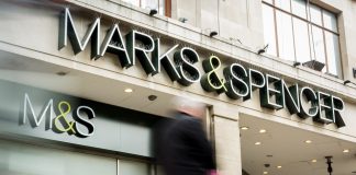 M&S busy shopfront during Christmas trading